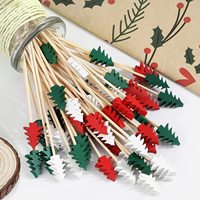 Party Voorgerecht Levert Decoratieve Bamboe Tandenstokers Houten 5.2 Inch Sandwich Kerstboom Vorm Cocktail Fruit Picks