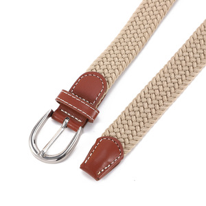 Ceinture tricotée blanc cassé en polyester et coton avec boucle ardillon, élastique, pour loisirs, pour femmes, étudiantes et adolescentes, Printemps 2026 - Product Image 2