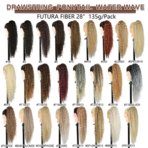 Extensions de cheveux synthétiques Julianna Futura Fiber 28 pouces, style Yaki lisse, boucles lâches, vague d'eau, queue de cheval à cordon - Product Image 4