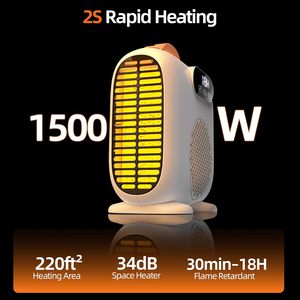 เครื่องทำความร้อนไฟฟ้าขนาดเล็กแบบพกพา ติดตั้งบนพื้น 750W 220V พร้อมรีโมทคอนโทรล หน้าจอ LED ดิจิตอล ปรับความเร็วได้ 3 ระดับ ป้องกันความร้อนเกิน - Product Image 6