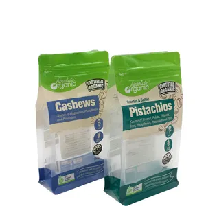 Personalizado de impresión a prueba de humedad de fondo plano bolsa cuadrado para embalaje de alimentos con cremallera laminada bolsa de arroz