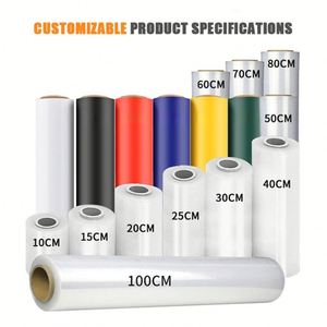 Film étirable en LLDPE noir élevé 50cm * 300m * 20mic plastique souple translucide 500mm aérosol emballage chimique industriel utilisation de peinture - Product Image 2