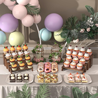 Lot de 2 présentoirs empilables à double niveau en bois style ferme pour événements et fêtes, idéal pour les vendeurs alimentaires