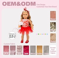 Tenue de poupée OEM personnalisée de 18 pouces : Robe tutu sans manches à imprimé cœurs rouges pour la Saint-Valentin avec bandeau à nœud