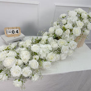 Arrangements floraux pour mariage, centres de table, prix avantageux, centres de table de mariage, chemin de table en fleurs de soie rose - Product Image 3