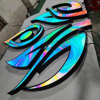 Enseigne en lettres lumineuses frontales en acier inoxydable RGB programmable sur mesure, logo lumineux LED pour la décoration murale de café, bar, restaurant