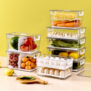 De plástico transparente caja de almacenamiento con mango jamón queso vacío caja de almacenamiento clara contenedor rectángulo tapones para los oídos - Product Image 2