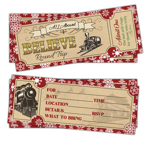 Vintage Navidad Rellenar <span class=keywords><strong>en</strong></span> blanco Invita Tarjetas Boleto Navidad Believe <span class=keywords><strong>Tren</strong></span> Boleto Invitaciones Tarjeta para la decoración <span class=keywords><strong>de</strong></span> la fiesta - Product Image 5