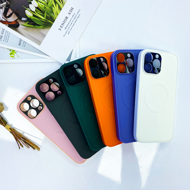 Full Grain Luxury Pink Magnetic PU Leather Cell Mobile Phone Case for iphone 13 14 Pro Max