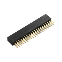 Conector Hembra de Doble Fila 2x20 Pines (40p) con Paso de 2.54mm, Largo de 2mm, Tipo THT, para Soldadura, Chapado en Oro, Apilable para PCB Raspberry Pi