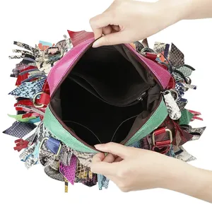 Bolso de Mano AndoBag de Gran Capacidad para Mujer, Bolsos Cruzados de Hombro de Cuero Genuino, Bolso Tote con Borlas y Combinación de Colores 3096 - Product Image 4