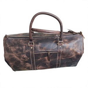 100% Genuine Buffalo Cow Leather Vintage Handbag Travel Bag 56-75L Capacity Adjustable Strap Lightweight Zipper Closure Foldable - Product Image 3