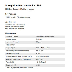 Capteur de gaz Membrapor Ph3 Ph3m-5 électrochimique à 3 électrodes pour détecteurs portables - Product Image 1
