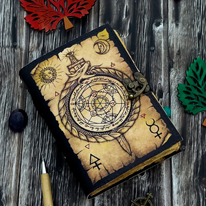 Diario de Cuero Ouroboros Transmutation, Libro de Hechizos de Alquimia, Libro de Sombras, Mini Cuaderno de Dibujo Ecológico en Blanco para Viajes, Regalo - Product Image 2