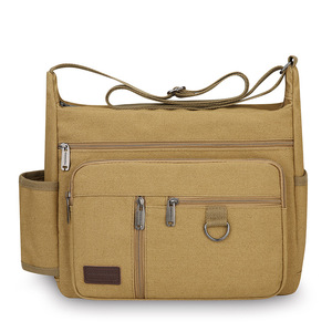 Unisex Shoulder <b>Bag</b> Latest Design <b>Canvas</b> Messenger <b>Bag</b> with Bottle Holder Unisex Outdoor Casual Large Capacity Crossbody <b>Bag</b> - Product Image 1