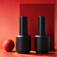 Bouteille en verre cylindrique noire classique de 15 ml et 16 ml pour vernis à ongles en gel, avec couvercle et pinceau, personnalisable avec logo OEM/ODM, vente chaude, usine d'emballage
