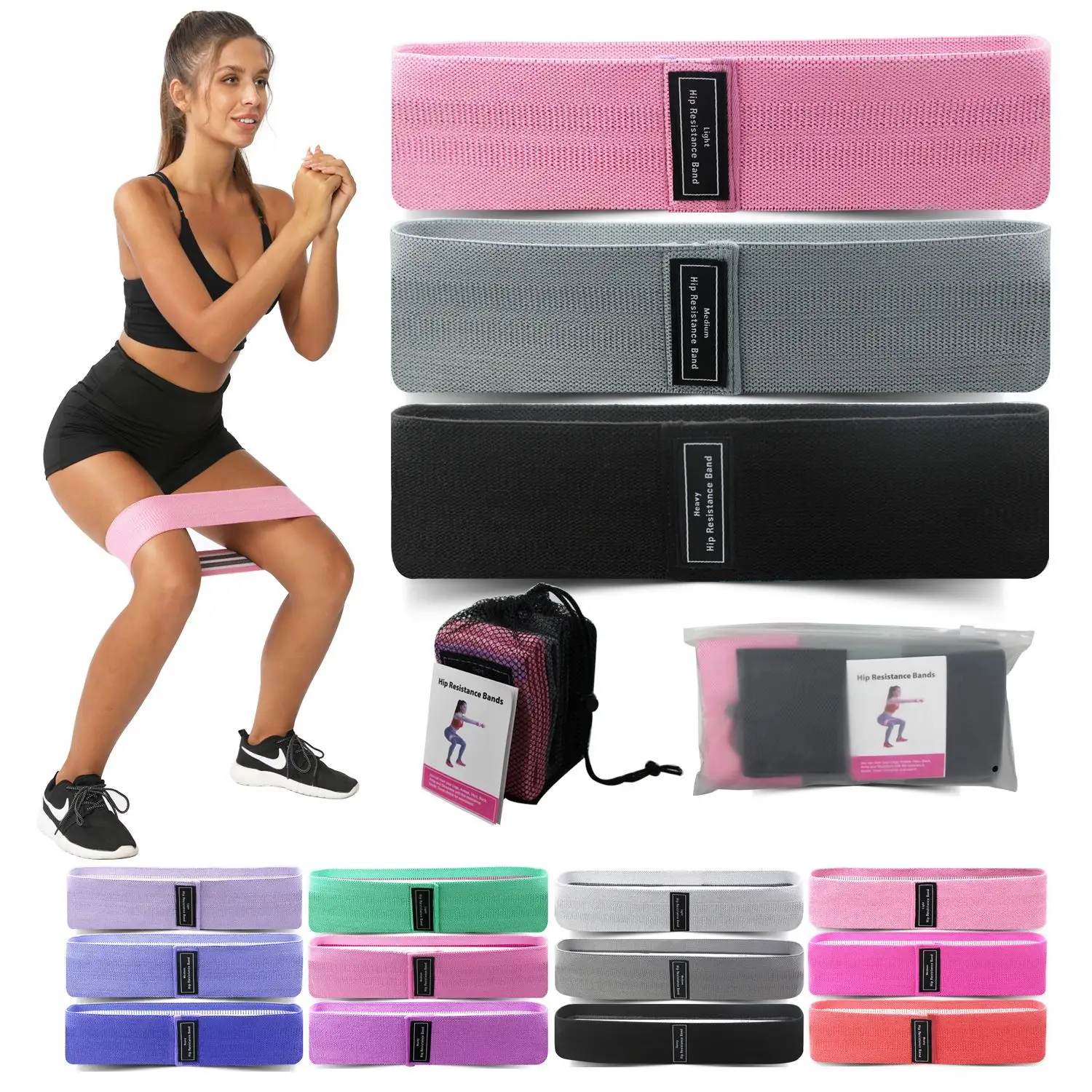 Glutes antiscivolo colore rosa cotone marmo tessuto esercizio Fitness Mini forza gamba Hip Booty fascia di resistenza