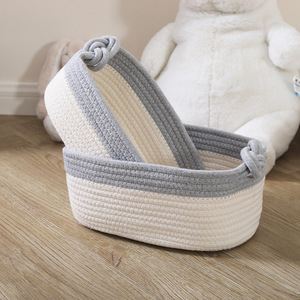 Cestino di stoccaggio decorativo diretto in fabbrica intrecciato in corda di cotone per cosmetici gioielli per bambini organizzazione di cucina per lavanderia - Product Image 5