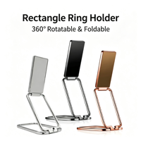 Nouveau support de téléphone pliable carré à fixer sur l'arrière du téléphone 360 °   Support de bureau rotatif pour anneau de maintien de doigt, idéal pour le streaming vidéo en direct