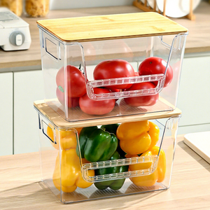 Dispensador de Bolsas de <span class=keywords><strong>Basura</strong></span> Transparente de 4 a 13 Galones, Organizador Bajo el Fregadero para Lavandería, con Tapa de Bambú, Nuevo - Product Image 2