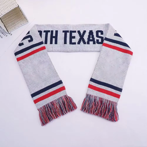 Fabricante logotipo personalizado 100% acrílico deportes bufanda con borlas equipo <span class=keywords><strong>de</strong></span> fútbol liso recuerdo animando ventiladores bufanda con bordado - Product Image 6