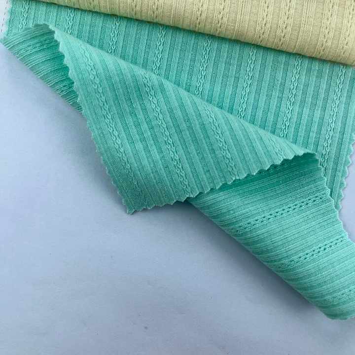Wholesale 220g Green Polyester Rayon Jacquard Knitted Fabric 