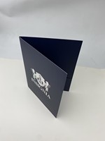 Carpeta Portafichas Personalizada Plateada con Logotipo Azul Marino para Negocios
