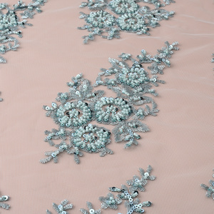 Gorgeous <strong>Heavy</strong> Hand Beaded Sequin Rhinestones Tectil Embroidery Wedding <strong>Lace</strong> <strong>Fabric</strong> for Bridal/Gowns/Abaya - Product Image 4