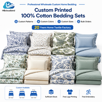 Ensemble de literie 100% coton certifié GOTS, approuvé ISO9001, respirant, doux pour la peau, écologique, imprimé floral moderne, 300TC