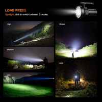 Lampe torche haute puissance Shingel 30 LED 10000 Lm, lampe de secours, batterie externe rechargeable, lampe de randonnée, de camping, de patrouille, de recherche