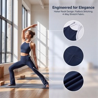 Conjunto de Dos Piezas de Pantalones de Yoga Acampanados de Cintura Alta con Bloques de Color Retro, Diseños Modernos, Stock de Fábrica Disponible, Logotipo Personalizable