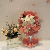 Miroir de table ours en peluche artisanal créatif et adorable, miroir de maquillage de bureau, miroir cosmétique, ornement cadeau de mariage