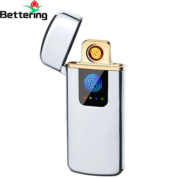 CE certified windproof fingerprint finger sensor touch induction rechargeable electronic cigarette lighter usb electric with led