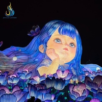 Lanterne LED géante 3D personnalisée en forme de fille anime, étanche, en soie, pour la décoration des festivals chinois en extérieur et parcs