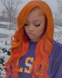 Parrucche frontali in pizzo brasiliano naturale di colore arancione biondo rosso zenzero Uniky parrucche Pre pizzicate allo zenzero vergine - Product Image 2