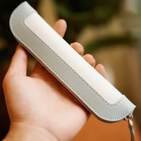 Portalápices de cuero PU con cierre a presión de latón, costuras finas, para uso en oficina y escuela, regalos para escritores y estudiantes
