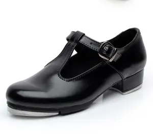 מפעל יצרן זול בנות השחור PU נעליים ברז נעלי ריקוד לילדים