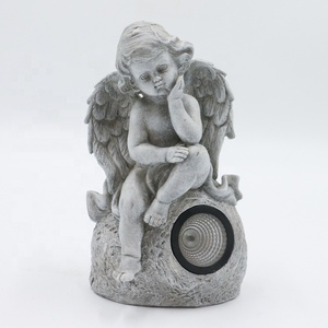 Diseño personalizado de jardín de luz solar sentado resina ángel pequeño al por mayor jardín de resina Ángel figuras ^ - Product Image 1