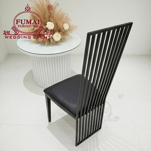 FUMAI Modern Black Slat <b>Back</b> Hotel <b>Chair</b> PU Leather Seat Tapered Legs Indoor Commercial Furniture - Product Image 6