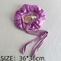 Bonnet de nuit en satin de soie élastique pour femmes, pour le yoga, le spa, le maquillage, les soins capillaires, 36x36cm