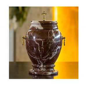 โถบุรุณศพสีครีมหินอ่อนโอนิกซ์สีเขียวขี้เถ้าของผู้ใหญ่ทำจากทองเหลืองพร้อมของที่ระลึกในงานศพ - Product Image 5