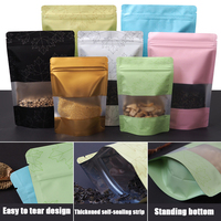 Pochette colorée à fermeture éclair avec fenêtre transparente, sac d'emballage mat en feuille métallisée pour aliments, snacks, bonbons et biscuits