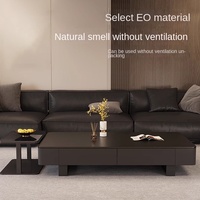 Couchtisch aus Schiefer in Creme-Optik im Simpel-Stil, Wohnzimmer-Möbel, Minimalistischer Holz-TV-Ständer und Couchtisch-Kombination