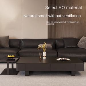 Combinación de Mesa de Centro y Mueble de TV de Madera Minimalista Estilo Crema con Losa de Roca para Sala de Estar - Product Image 3