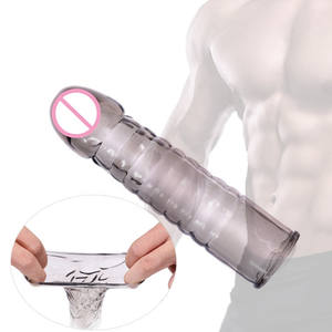 Wieder verwendbare Kondom-<span class=keywords><strong>Penis</strong></span>-Verlängerung hülsen Verlängerung ärmel Kristall vergrößerung kondom Männliches Silikon kondom für Männer - Product Image 1