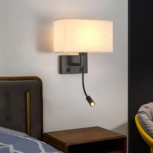 Lampade da Parete LED Moderne Semplici in Stile Americano, Controllo Touch, Luce Bianca Calda 3000K, Struttura in Ferro, Paralume in Tessuto, Dimmerabili, Alto CRI - Product Image 3