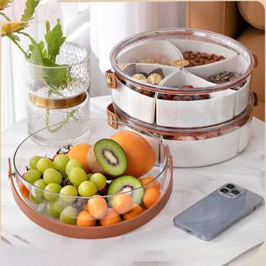 Bandeja de Frutas Portátil al por Mayor <span class=keywords><strong>con</strong></span> <span class=keywords><strong>Tapa</strong></span>, Cesta de Plástico para Refrigerios <span class=keywords><strong>con</strong></span> Compartimentos, Caja <span class=keywords><strong>Organizadora</strong></span> de Dulces Sellada para el Hogar - Product Image 3