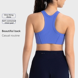 Xsunwing Nouveau Haut de Sport Femme Nude Felling, Débardeur de Gym, Performance Yoga Fitness, Côtelé, Bretelles Halter, Soutien-Gorge de Sport à Fort Maintien WDQ057 - Product Image 3