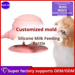 Ustensile de <span class=keywords><strong>lait</strong></span> <span class=keywords><strong>maternel</strong></span> en silicone anti-étouffement automatique pour animaux de compagnie avec conception animale simulée pour chatons pour chiens - Product Image 3