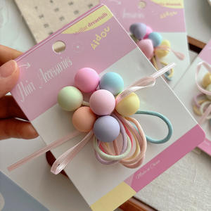 Set <span class=keywords><strong>di</strong></span> 7 Elastici Colorati per Capelli per Bambini, Design con Cartoni Animati, Caramelle, Stelle e <span class=keywords><strong>Fiori</strong></span>, 5cm in Tessuto alla Moda - Product Image 6